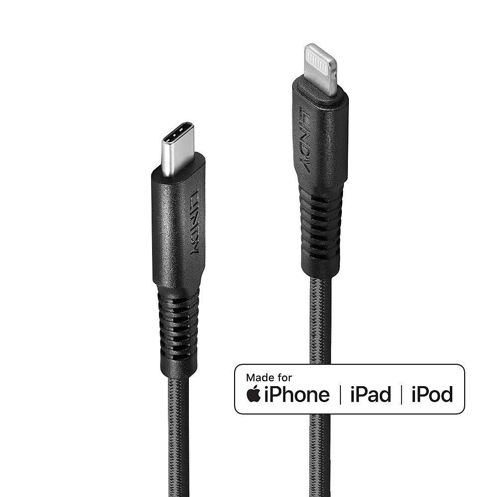 Lindy USB-C auf Lightning Kabel, 0,50 m, Aramid-verstärkt
