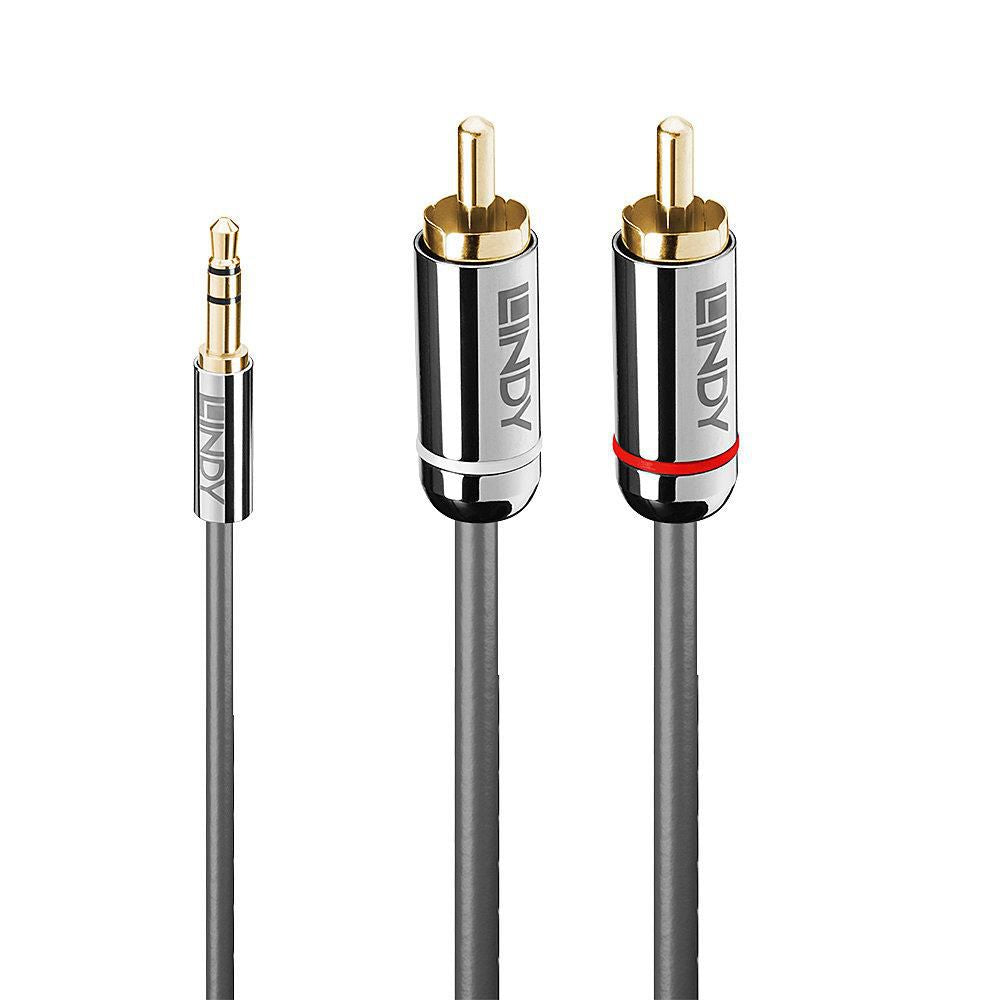 Lindy Audio-Adapterkabel 3,5 mm Klinke (Stecker) auf RCA (Stecker) – 10 m, 3-polig (TRS), anthrazit
