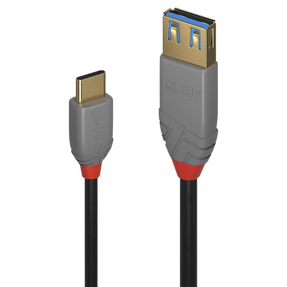 Lindy USB-C (Stecker) auf USB-A (Buchse) Adapter, USB 3.1, 15 cm