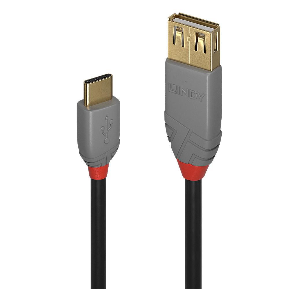 Lindy USB-C (Stecker) auf USB-A (Buchse) Adapter, USB 2.0, 15 cm