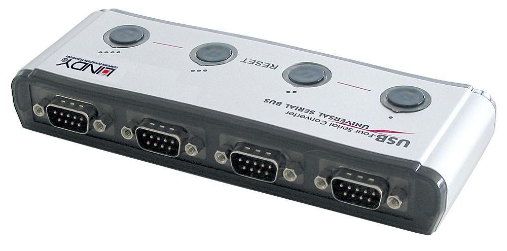 Lindy 42858 USB zu RS-232 Adapter – 4 Port, 921 Kbit/s, FTDI, USB 1.1 – für Windows/Mac