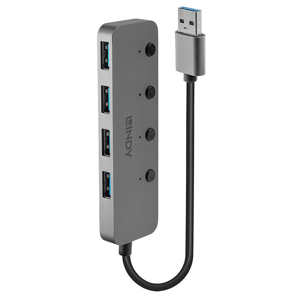 Lindy 43309 USB-Hub – USB 3.0, 4× USB-A