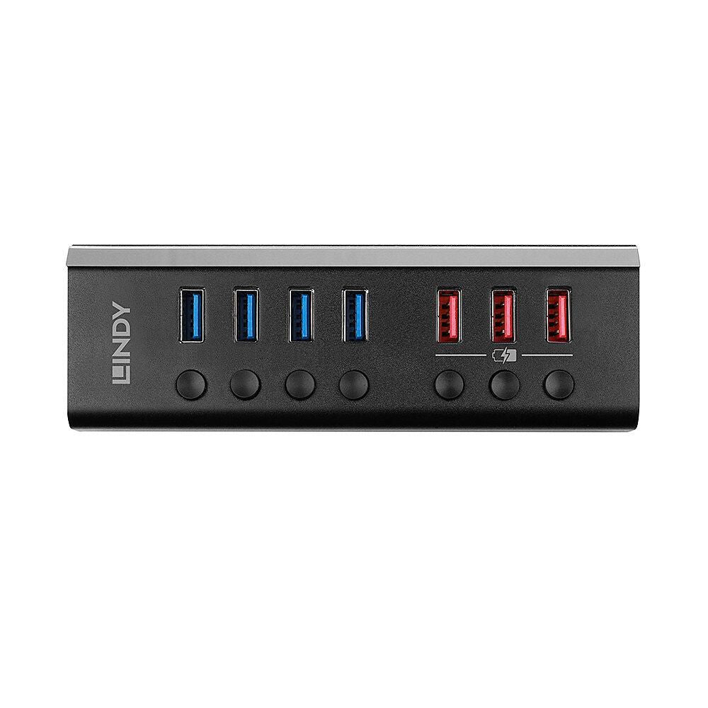 Lindy 43371 USB-Hub – USB 3.2 Gen1 (Typ-B), 7× USB-A, 3× Quick Charge 3.0