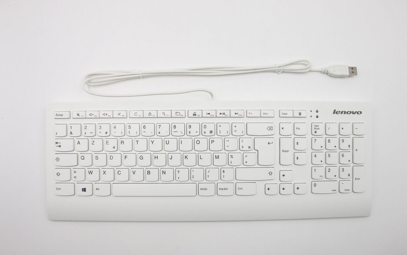 Lenovo Edge – Tastatur – kabelgebunden – USB‑A – AZERTY (FR) – Weiss
