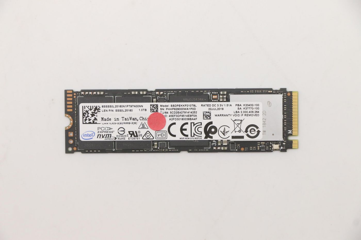 Lenovo SSD – 1 TB, M.2 2280 NVMe (PCIe), OPAL 2.0