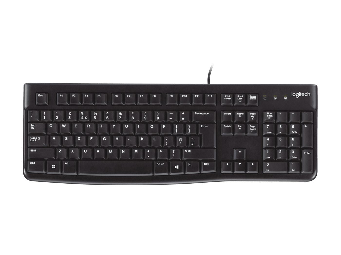Logitech K120 – Tastatur, kabelgebunden (USB-A), US-Layout (EN) – für Windows & Linux