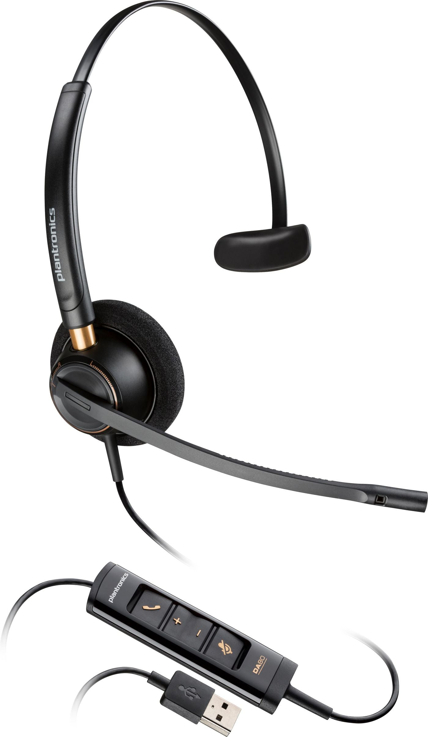 Poly EncorePro 515 Office-Headset (Mono) – On-Ear, Kabel (USB-A), MS Teams zertifiziert, Schwarz