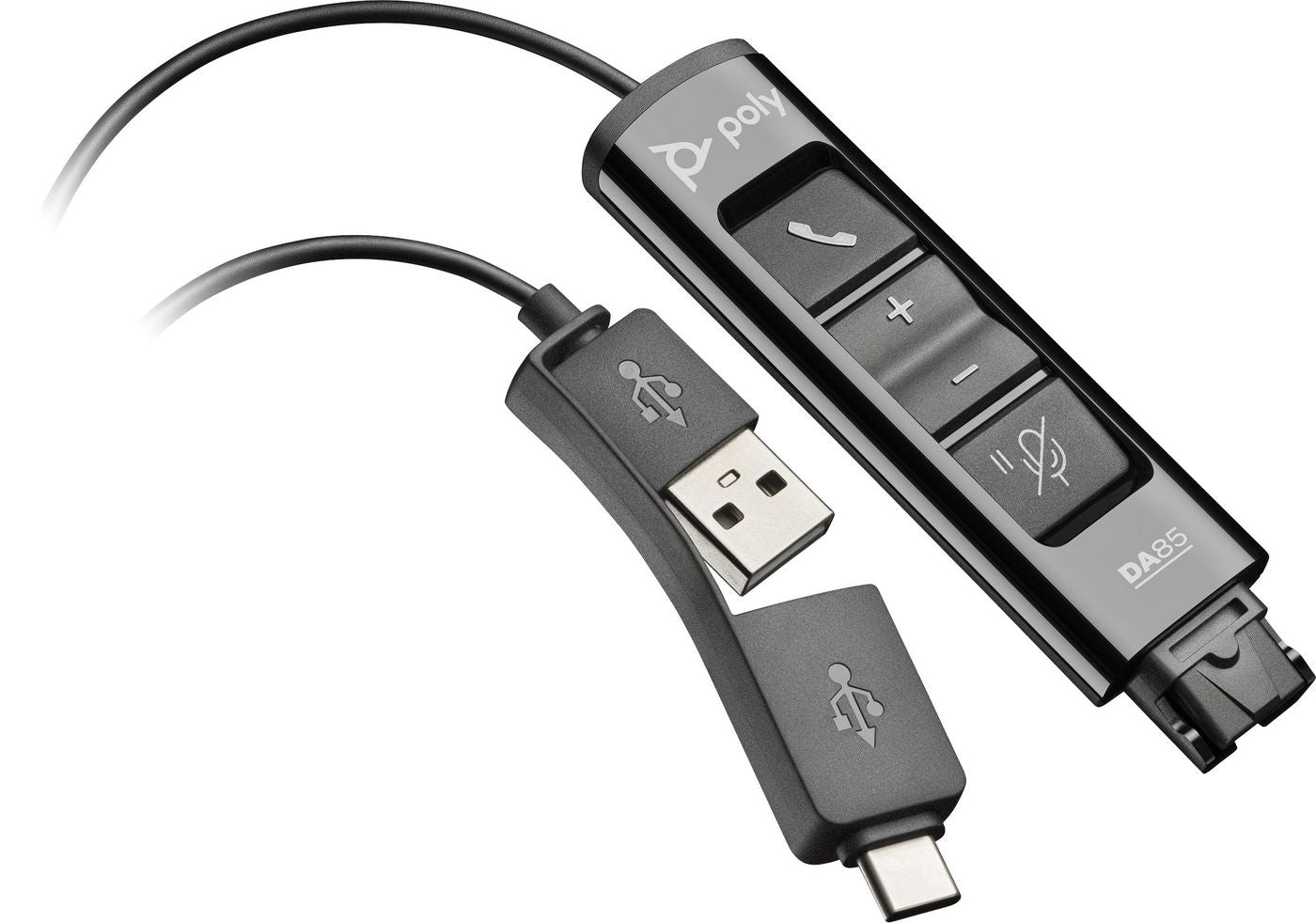 Poly USB-zu-QD-Adapter – DA85, Schwarz, TAA