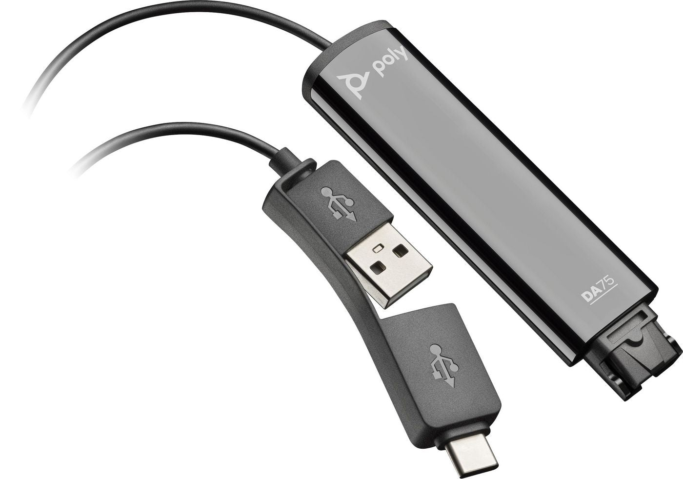 Poly DA75 USB-zu-QD-Adapter – USB-A/USB-C, TAA