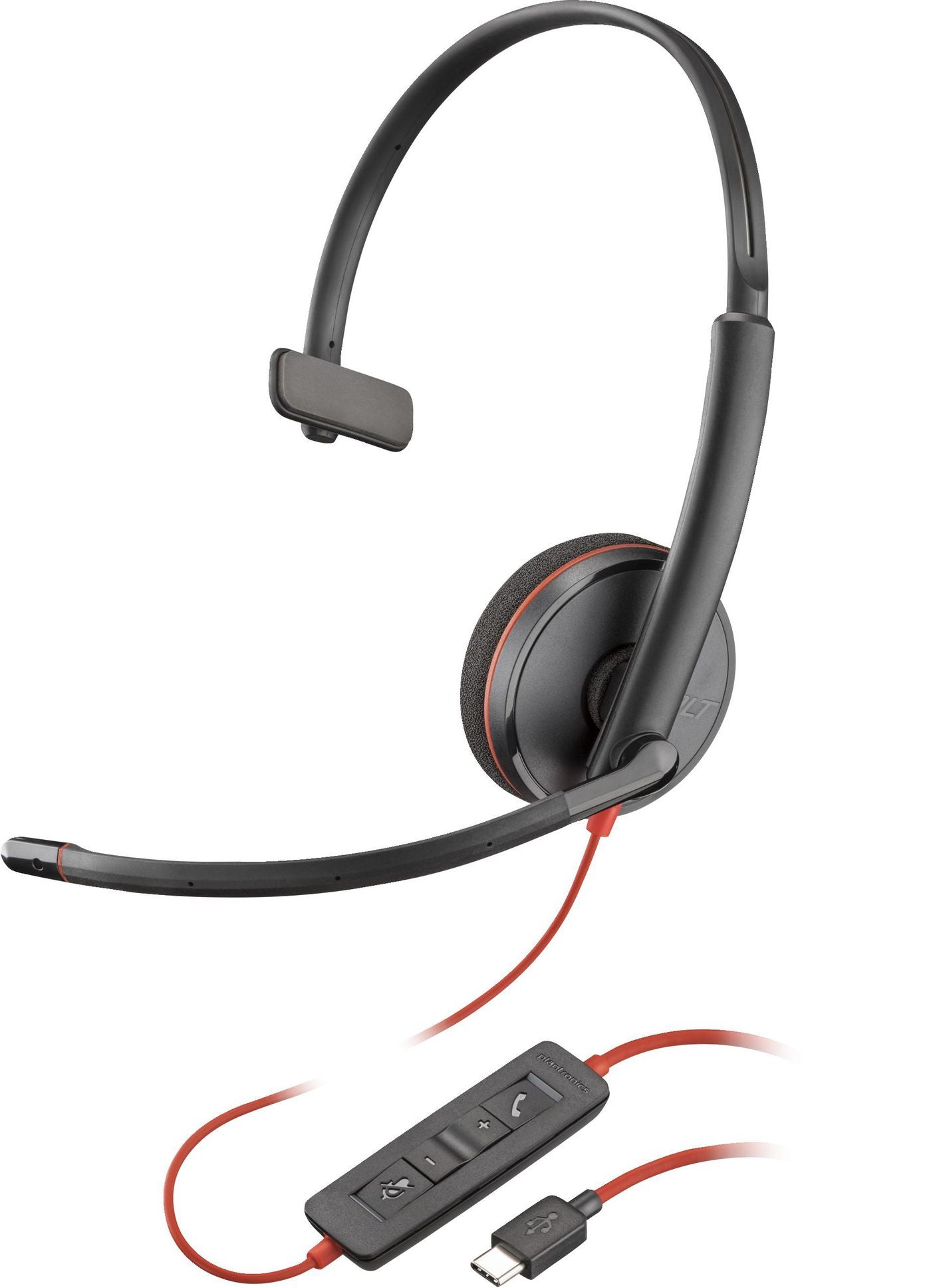 Poly Blackwire 3210 Office-Headset – On-Ear, Mono, Kabelgebunden, USB-C, Schwarz