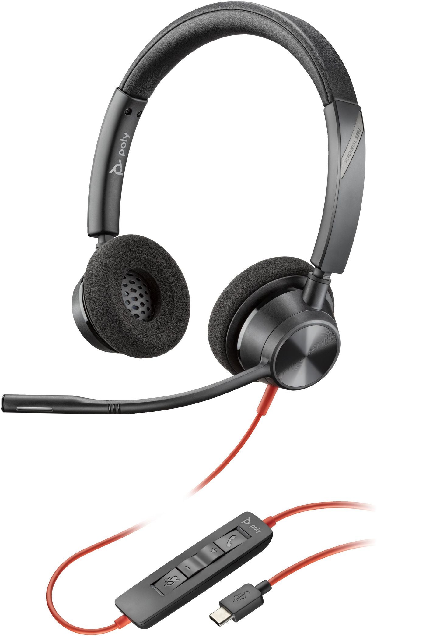Poly Blackwire 3320 Office-Headset – On-Ear, Stereo, USB-C, Schwarz
