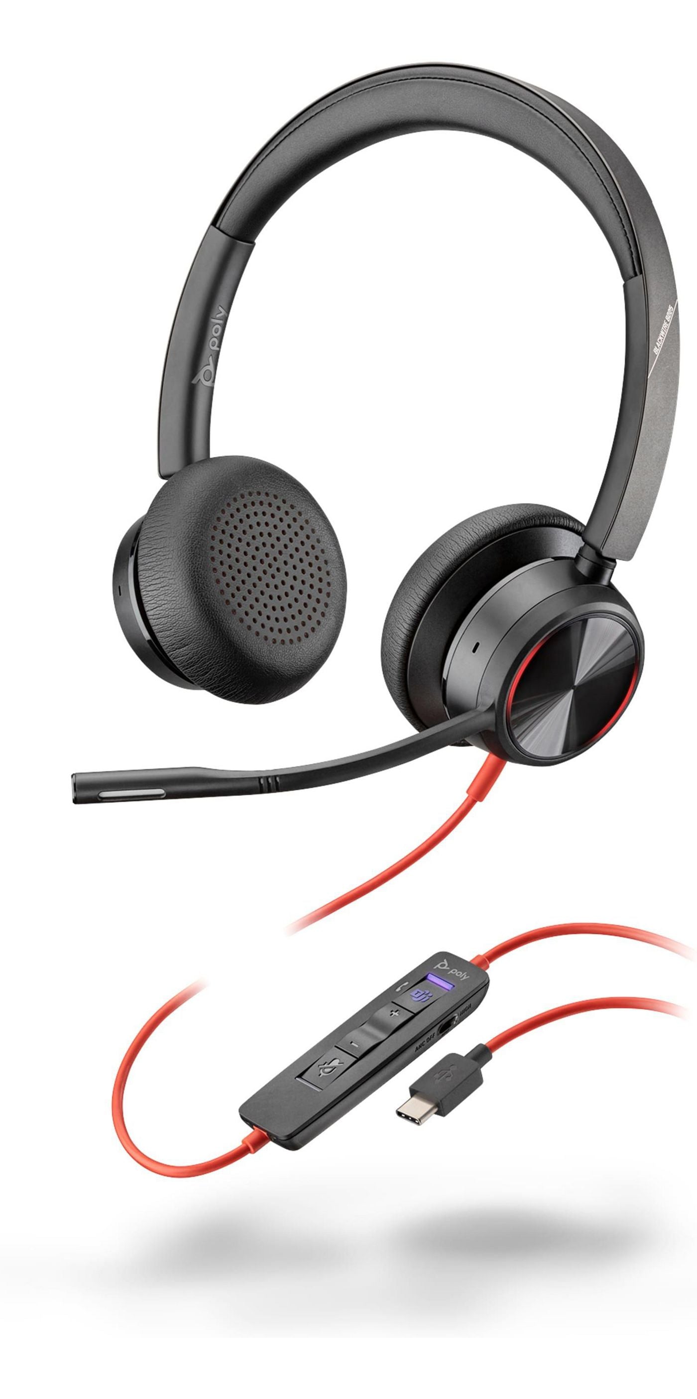 Poly Blackwire 8225 Office-Headset – On-Ear, Stereo, Kabelgebunden, MS Teams zertifiziert, Schwarz