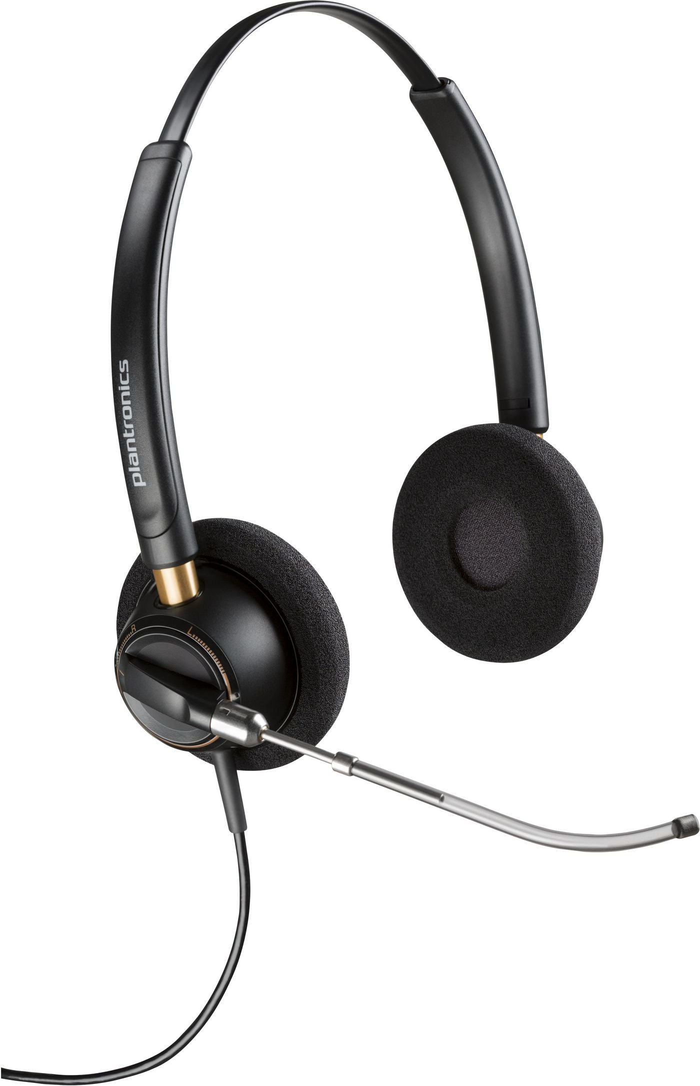 Poly EncorePro 520V Office-Headset – On-Ear, Stereo, Kabelgebunden, 3,5 mm Klinke, Schwarz