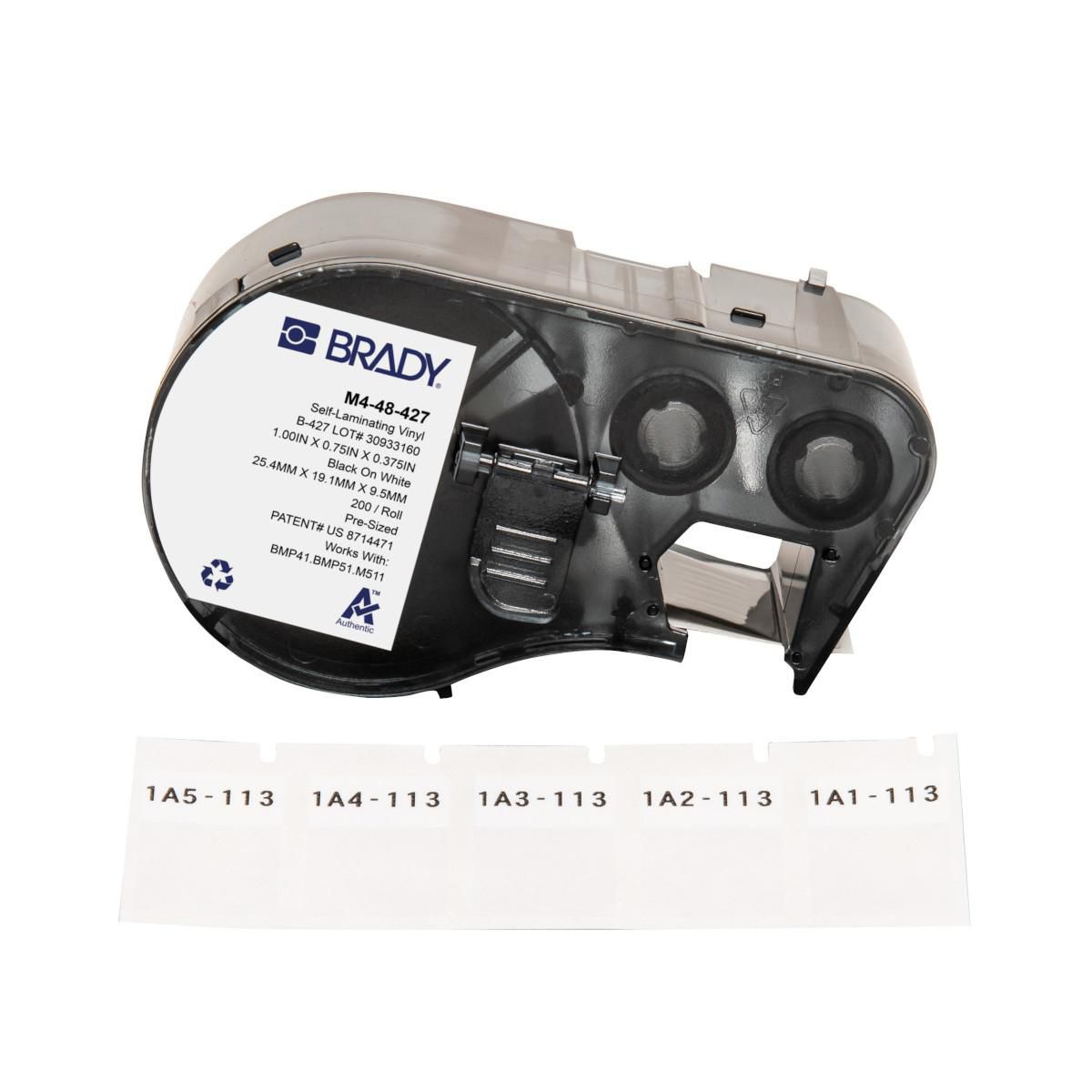 Brady Etiketten (Rolle) 19 × 25 mm – Vinyl – Thermotransfer – 200 Etiketten/Rolle – für BMP-Drucker