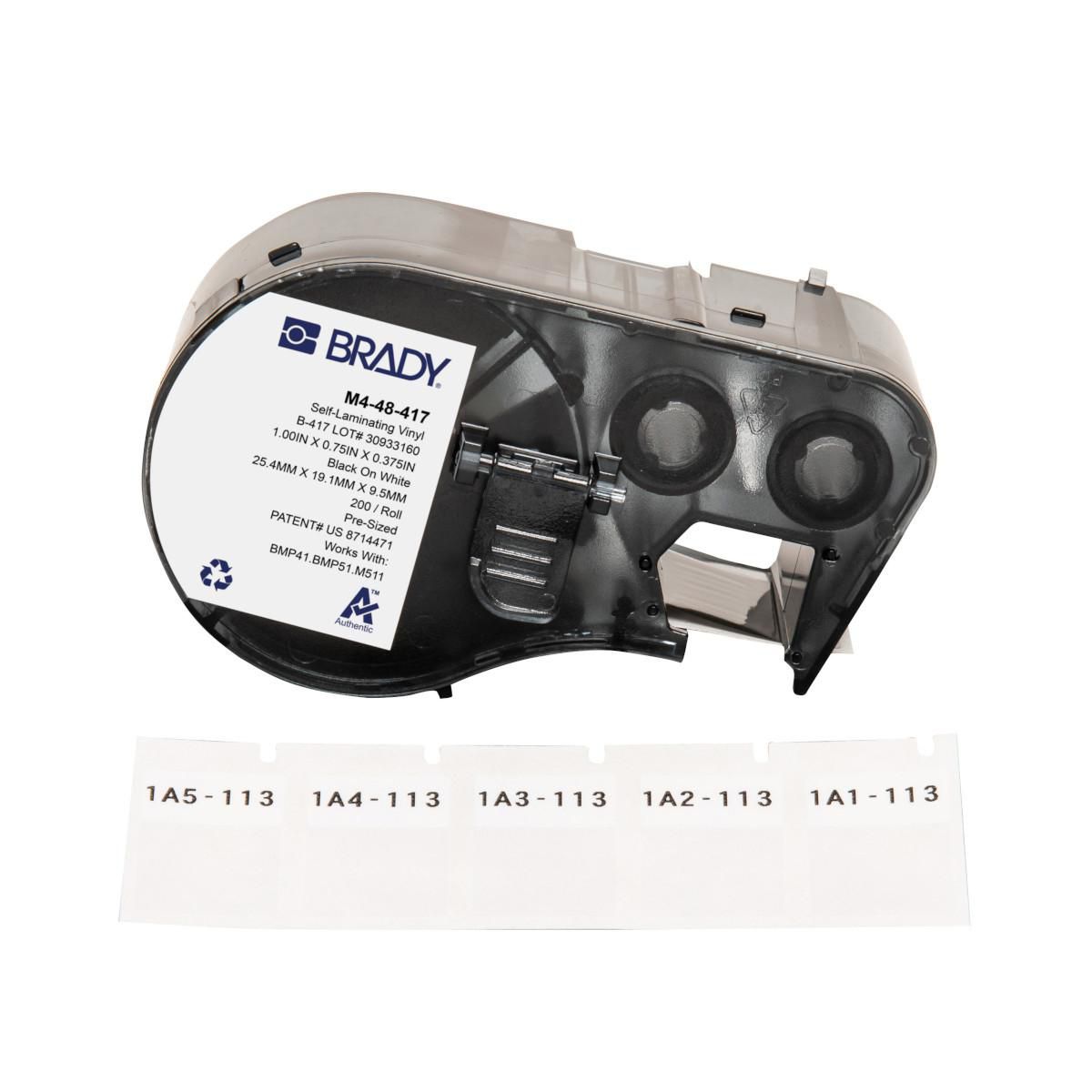 Brady M4-48-417 – Etiketten (Rolle) 19 × 25 mm – Thermotransfer – 200 Etiketten/Rolle – für Brady BMP-Drucker