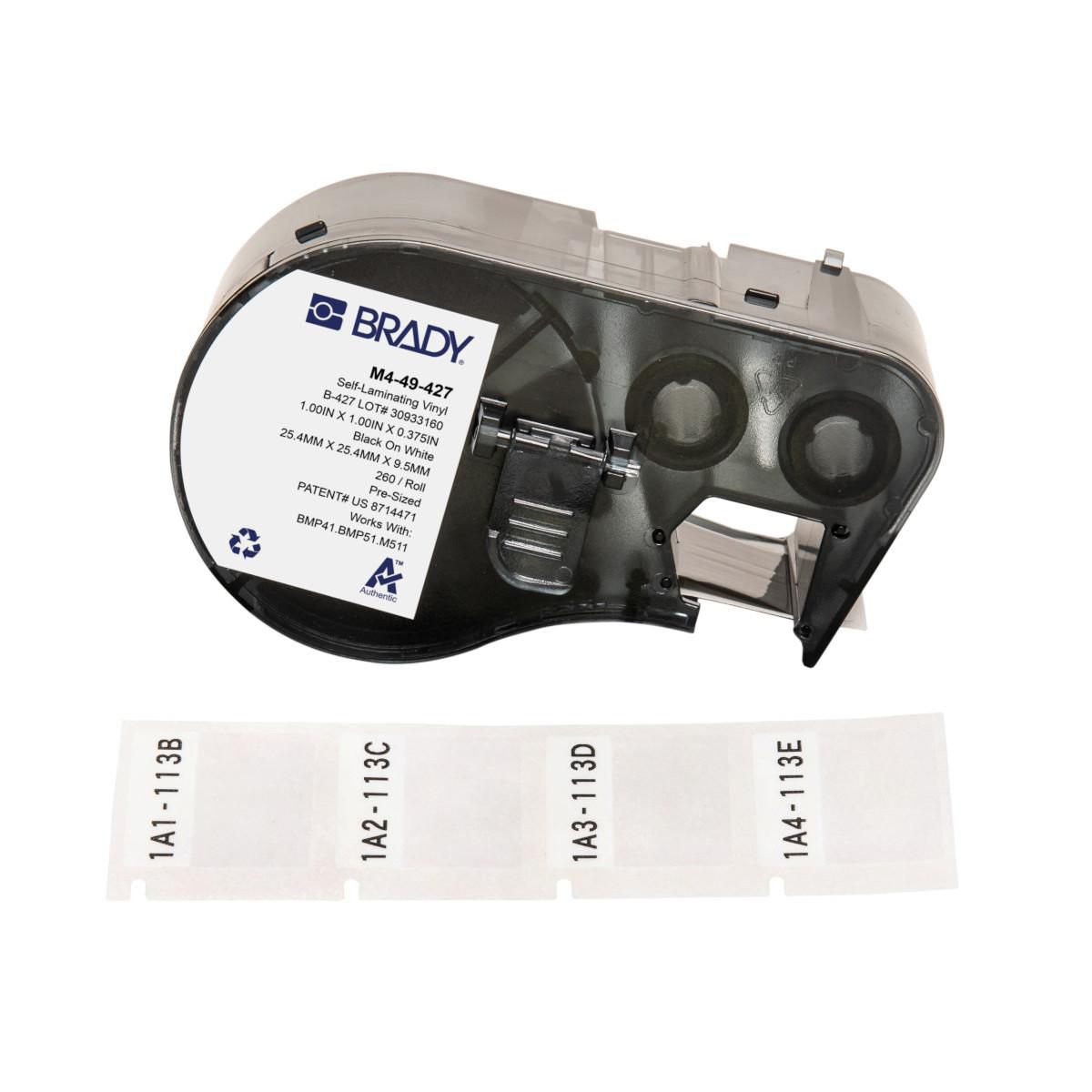 Brady M4-49-427 – Etiketten (Rolle) 25 × 25 mm – Vinyl, matt – permanent haftend – 260 Etiketten/Rolle
