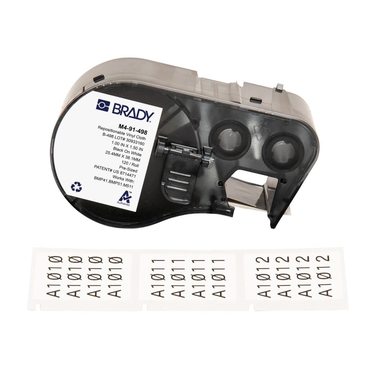 Brady M4-91-498 – Etiketten (Rolle) 25 × 38 mm – Vinyl, weiss – Thermotransfer – für BMP41/BMP51/BMP53/M511