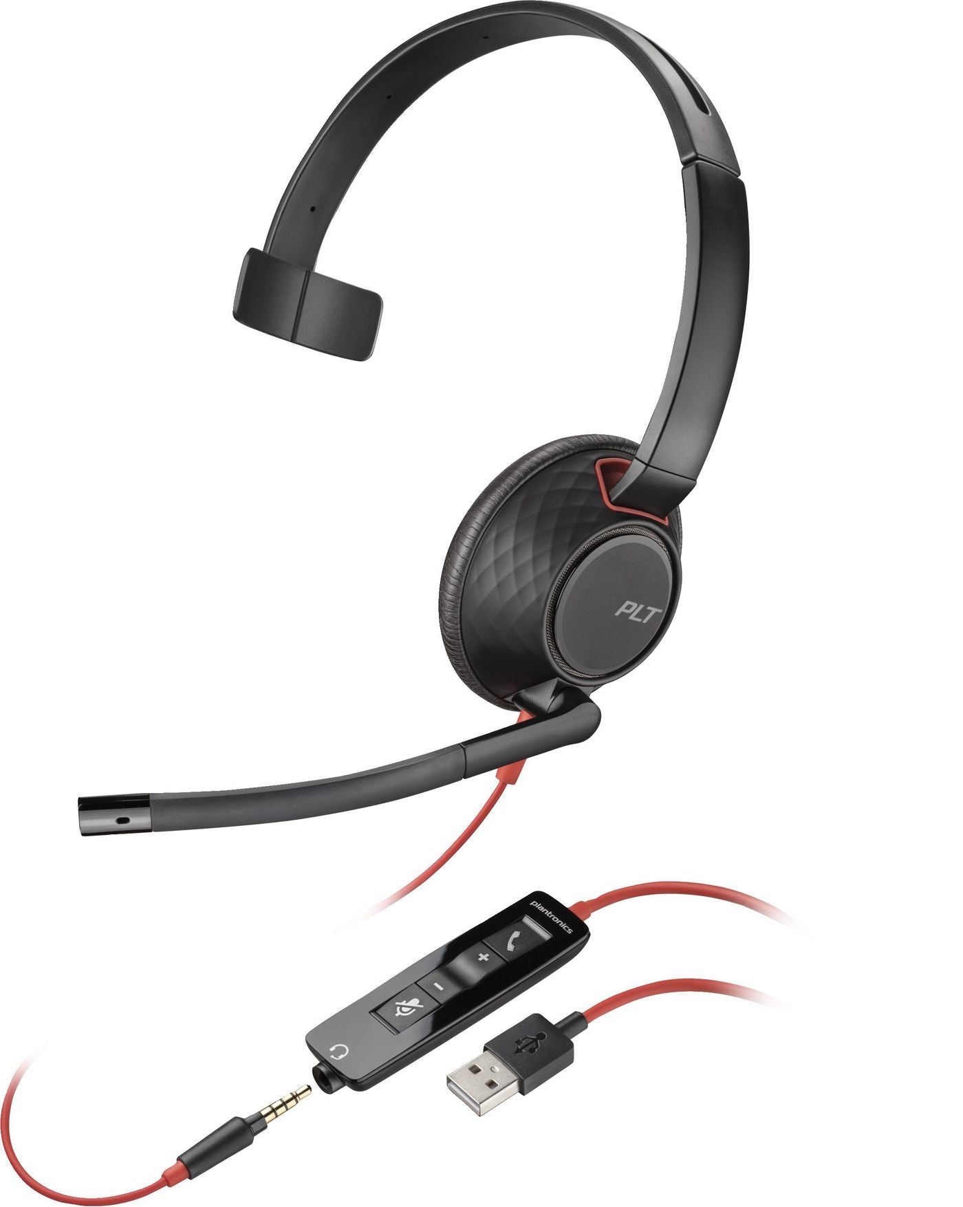 Poly Blackwire 5210 Office-Headset – On-Ear, Mono, Kabel, USB-A & 3,5 mm Klinke, Schwarz