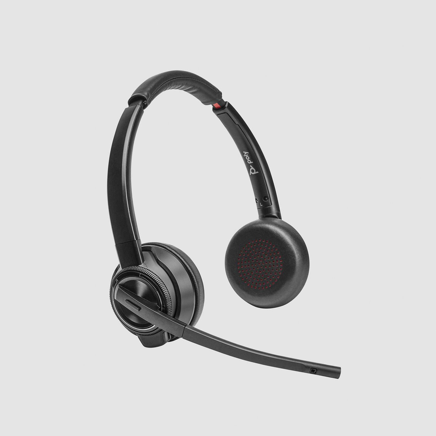 Poly Savi 8420 Office – Duo Headset On-Ear – DECT, Bluetooth 5.2, ANC, Boom-Mikrofon – Schwarz – bis 13 h
