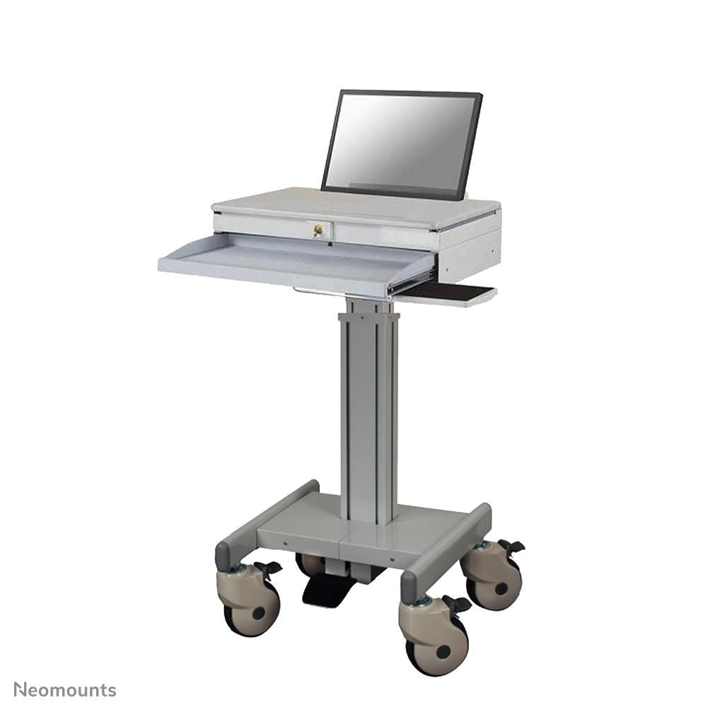 Neomounts IT-/Medizin-Fahrwagen – 60 × 54,4 × 121,2 cm, höhenverstellbar, grau, Stahl, für Laptops bis 17"