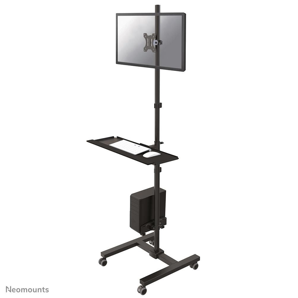 Neomounts Boden-Prospektständer FPMA-MOBILE1700 Mobile Work – für Monitore 10"–32", Schwarz