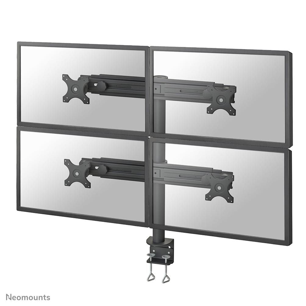 Neomounts FPMA D700D4 – Tischhalterung, Quad, Tischklemme, bis 30", VESA 75 × 75 mm, 32 kg, neigbar, schwarz