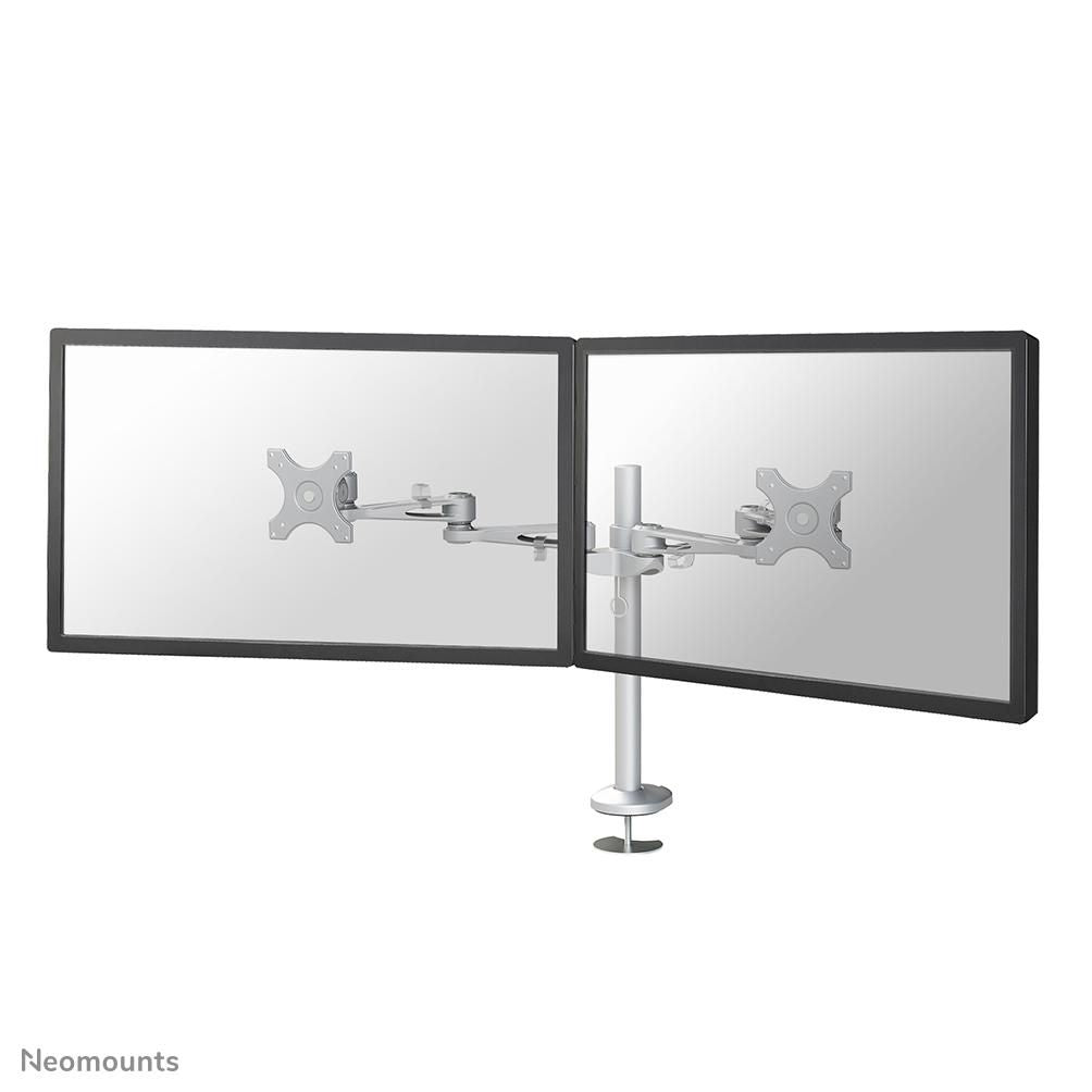 Neomounts Monitorarm, Dual, Tischdurchführung – bis 27", VESA 75 × 75/100 × 100 mm, 6 kg, Silber