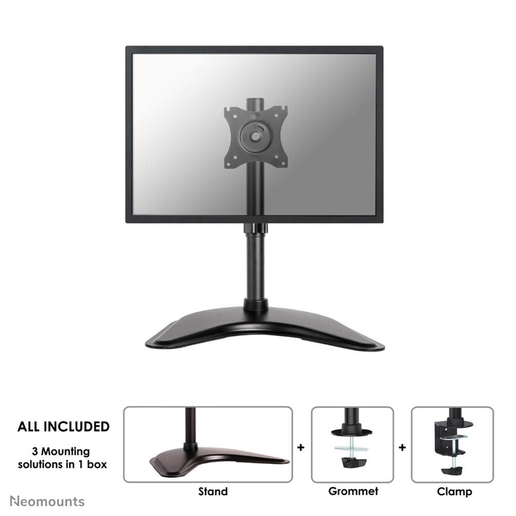 Neomounts NM-D335BLACK – Tischhalterung, Tischklemme, bis 30", VESA 75 × 75 mm, 10 kg, höhenverstellbar