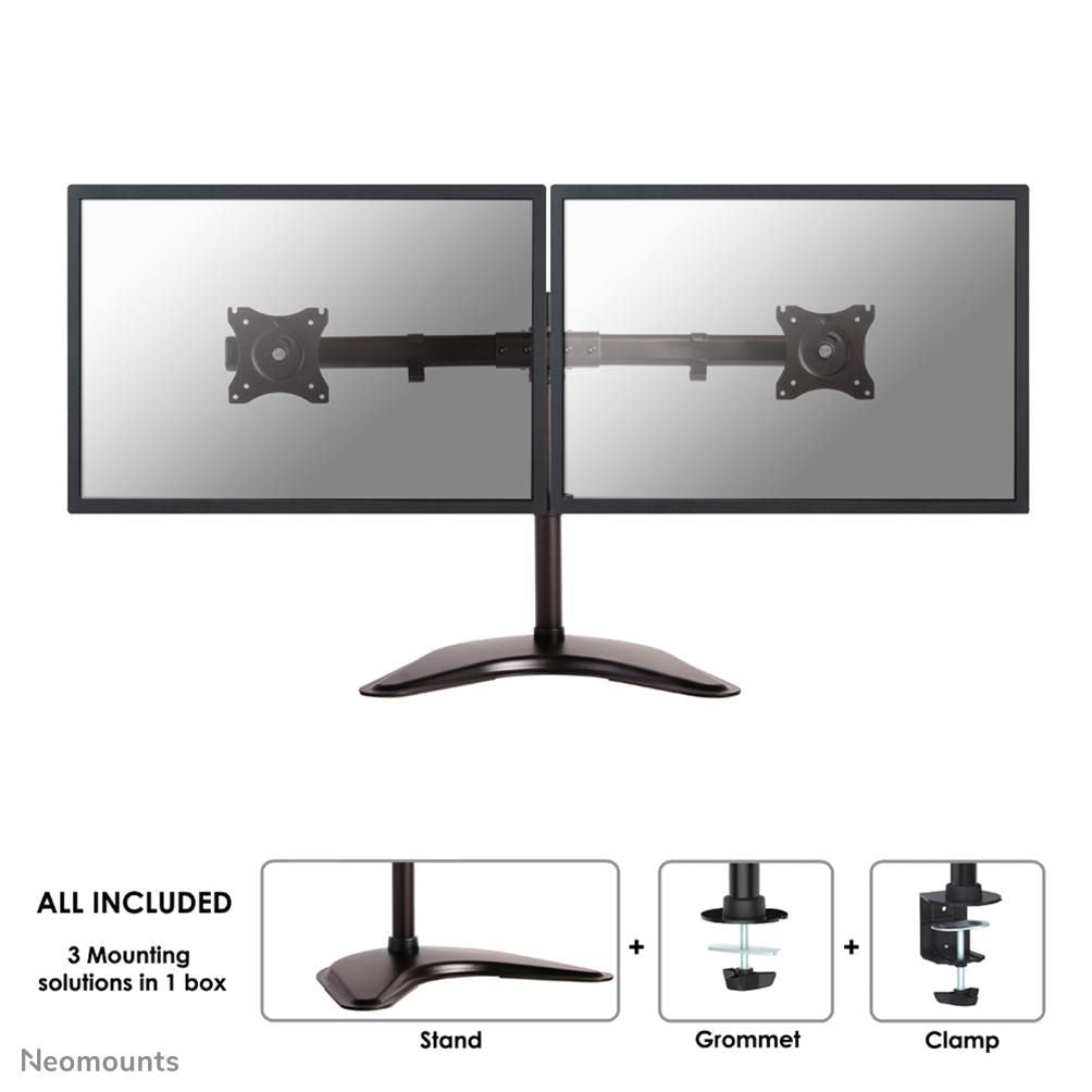 Neomounts Tischhalterung, Dual, bis 27", VESA 75 × 75/100 × 100 mm, 8 kg, höhenverstellbar, schwarz