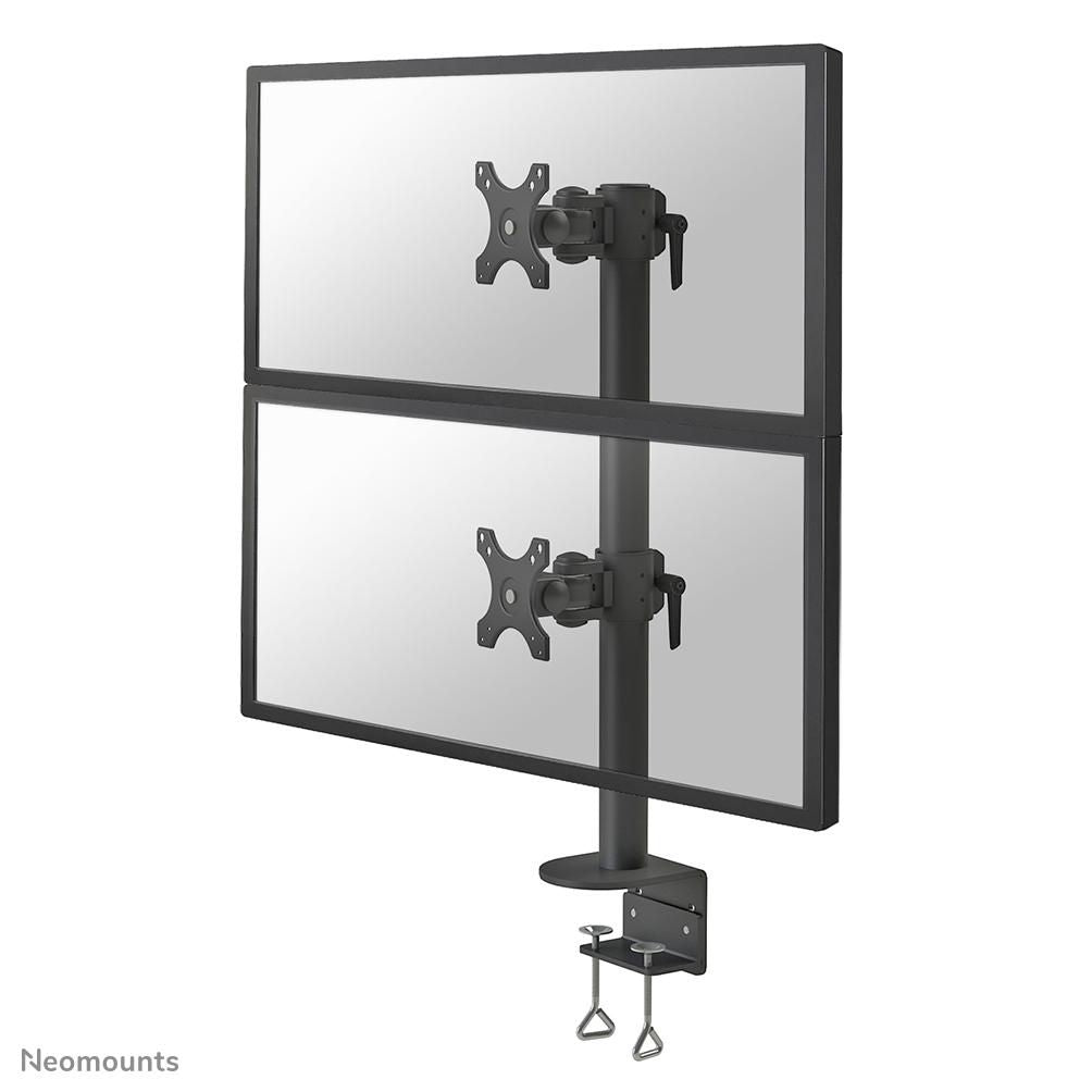 Neomounts Monitorarm, Dual, Tischklemme, bis 49", 15 kg, Full Motion, für gebogene Bildschirme, schwarz