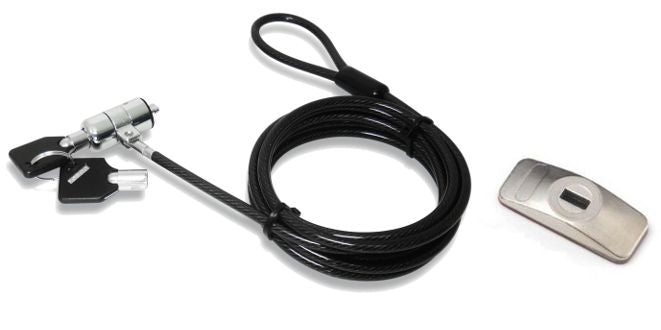 eSTUFF Kensington-Kabelschloss mit 1,8 m Kabel, 2 Schlüssel – für Tablets – Schwarz