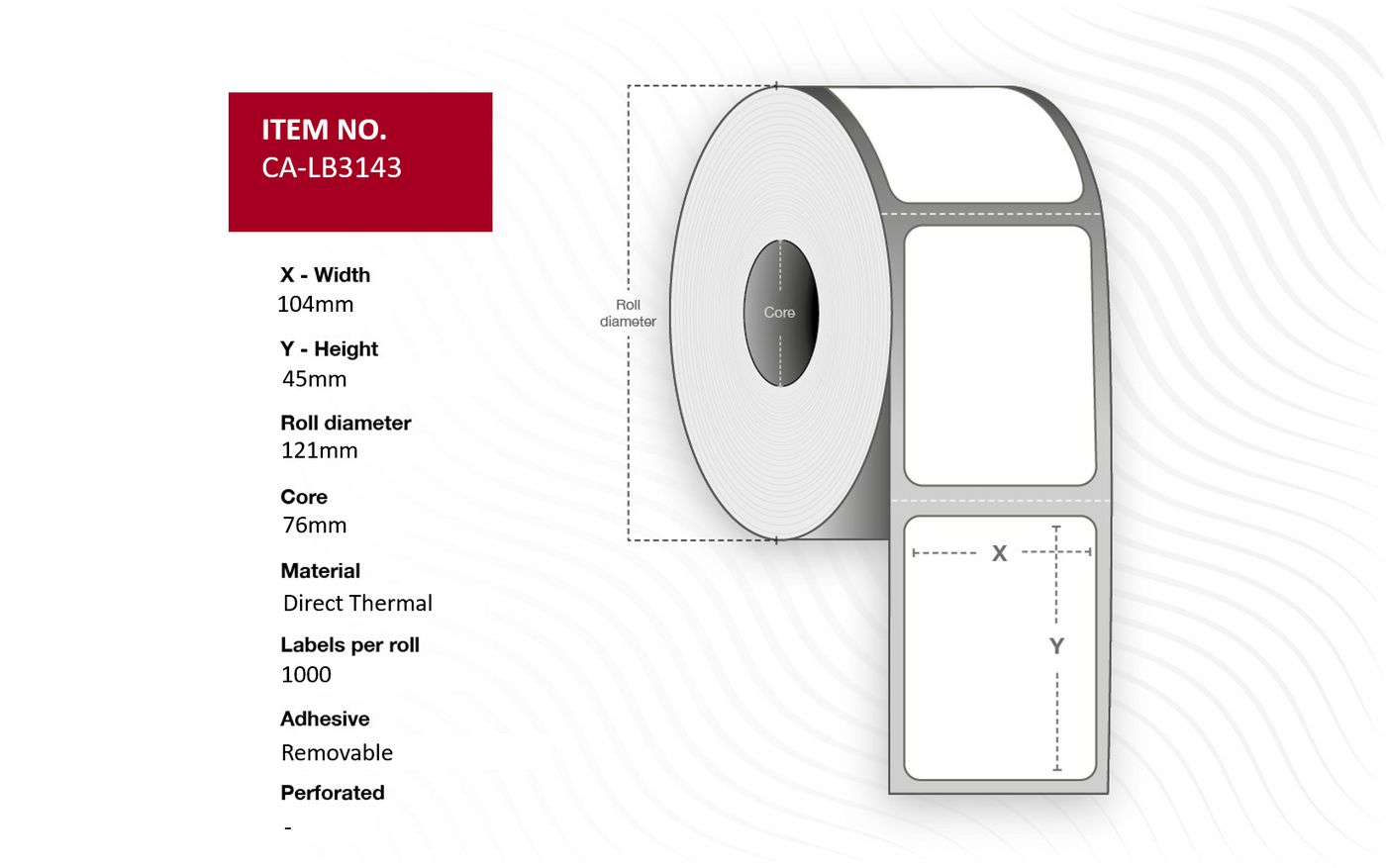 Capture Rollenetiketten, 104 mm × 45 mm, Kern 76 mm, Thermopapier unbeschichtet, ablösbar