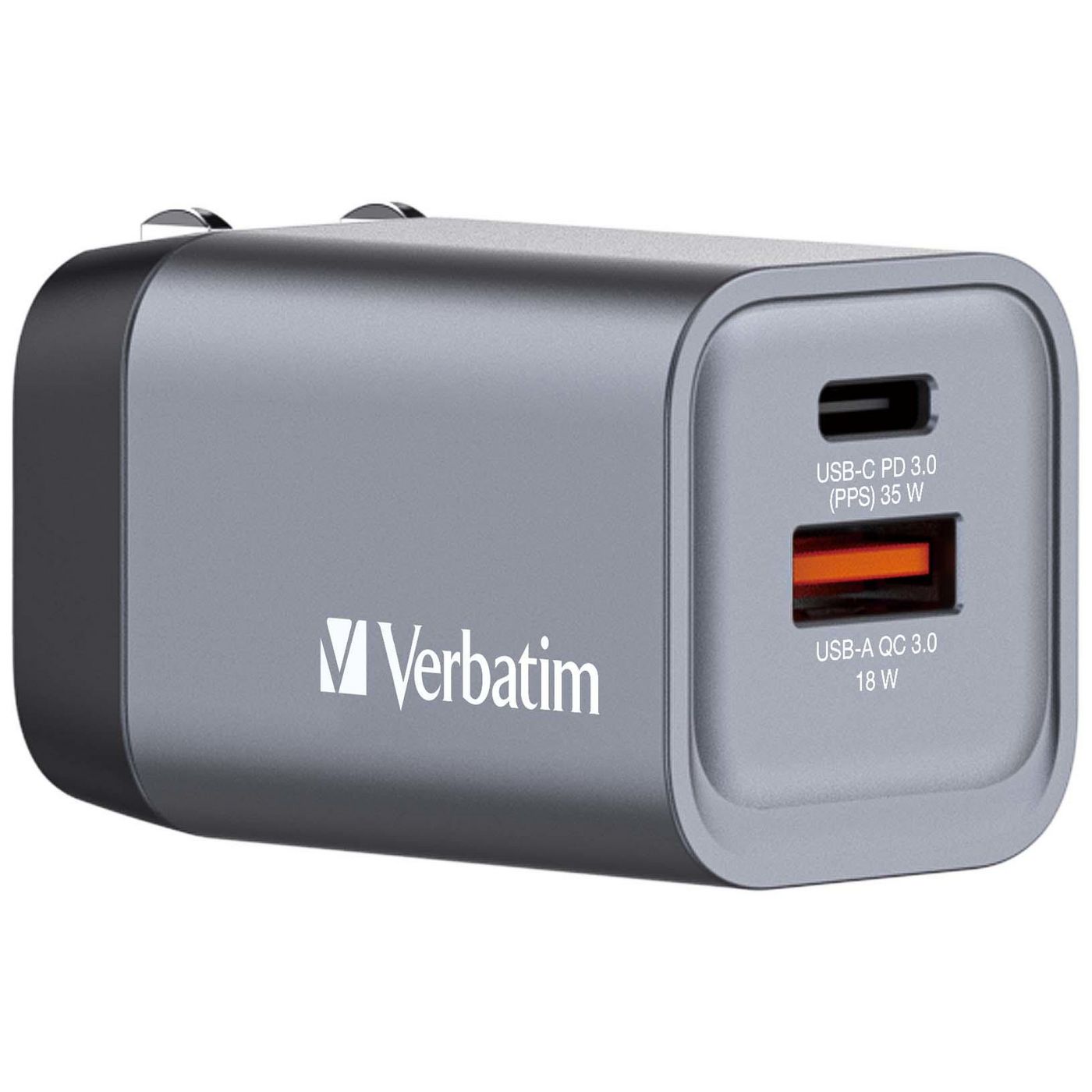 Verbatim GNC-35 USB-Ladegerät 35 W – USB-C×1, USB-A×1 – PD, PPS, QC 3.0, GaN