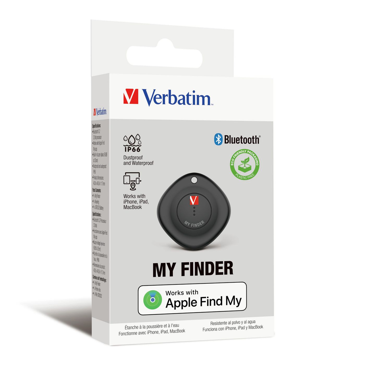Verbatim Finder – ABS/PC, Schwarz, IP66, Bluetooth 5.2, für iPhone, iPad, MacBook