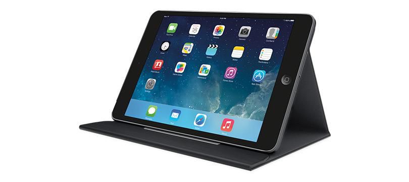 Logitech Turnaround Folio – iPad mini, Schwarz, Mikrofaser/Polycarbonat/Polyurethan