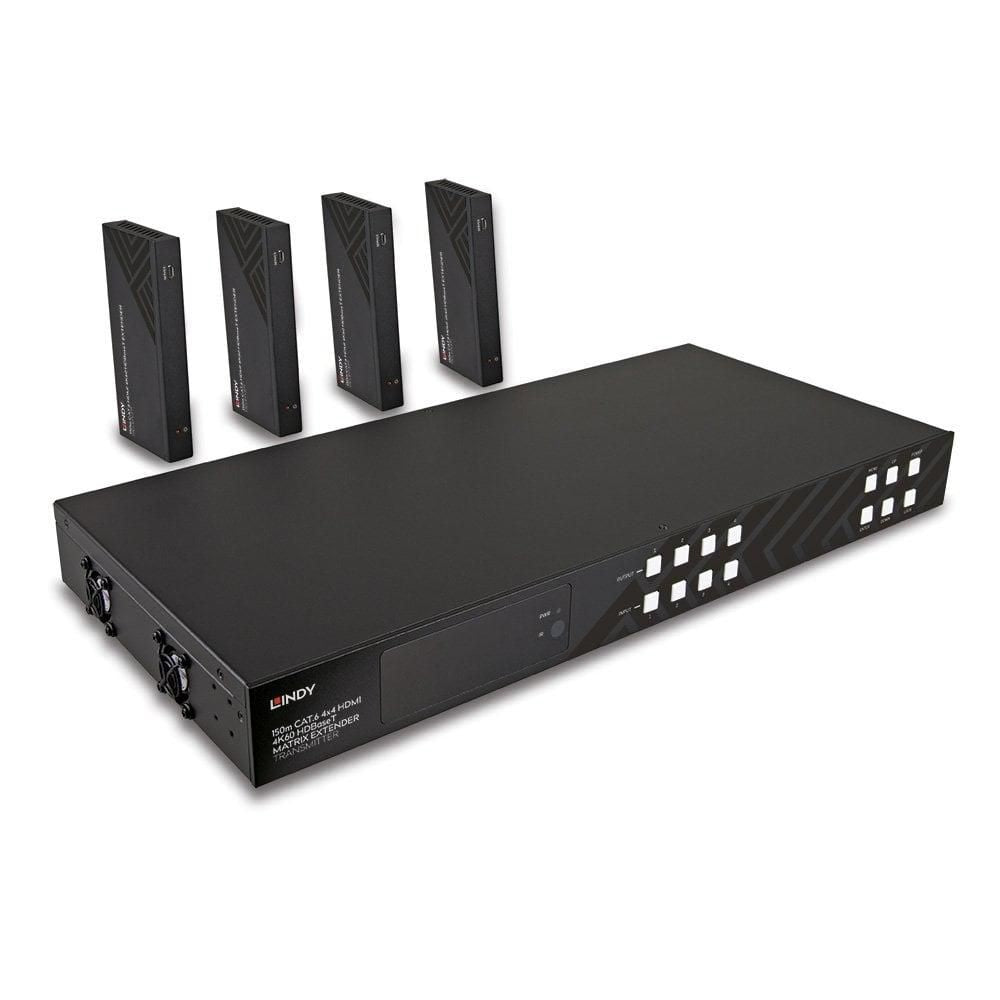 Lindy HDMI-Matrix 4×4, 4K60, HDBaseT über Cat-6, bis 150 m