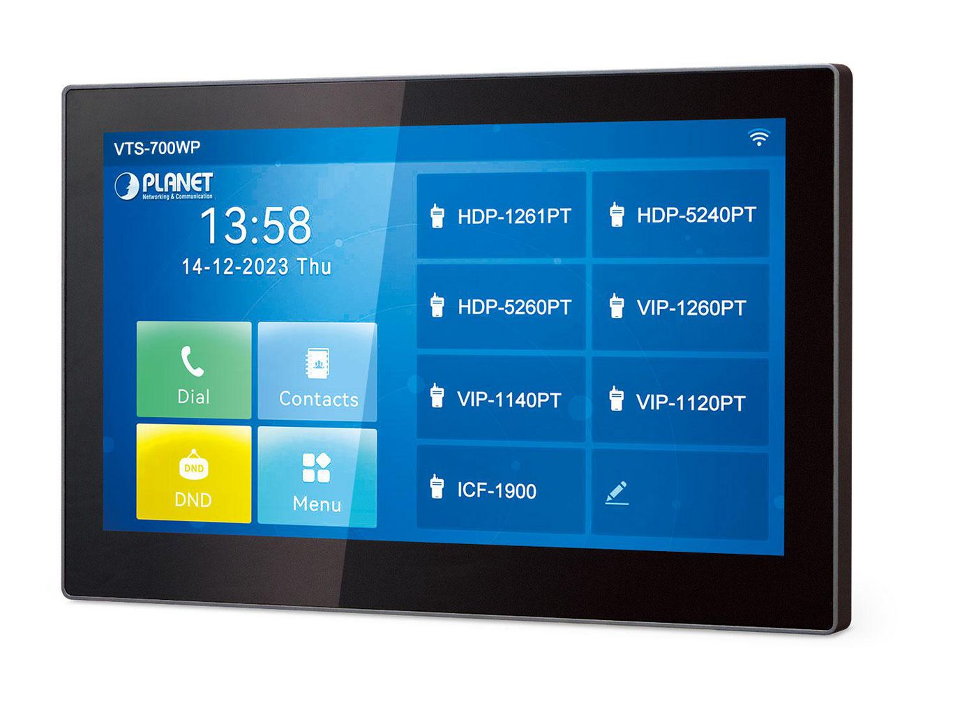 PLANET Zutrittsterminal – 7" Display, kapazitiver Touchscreen, verkabelt & kabellos, PoE, Schwarz