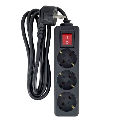 Microconnect Steckdosenleiste – 3× Schuko (Typ F), 5 m, mit Schalter, schwarz