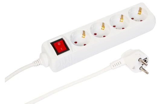 Microconnect Steckdosenleiste – 4× Schuko (Typ F), 1,5 m, mit Schalter, Weiss