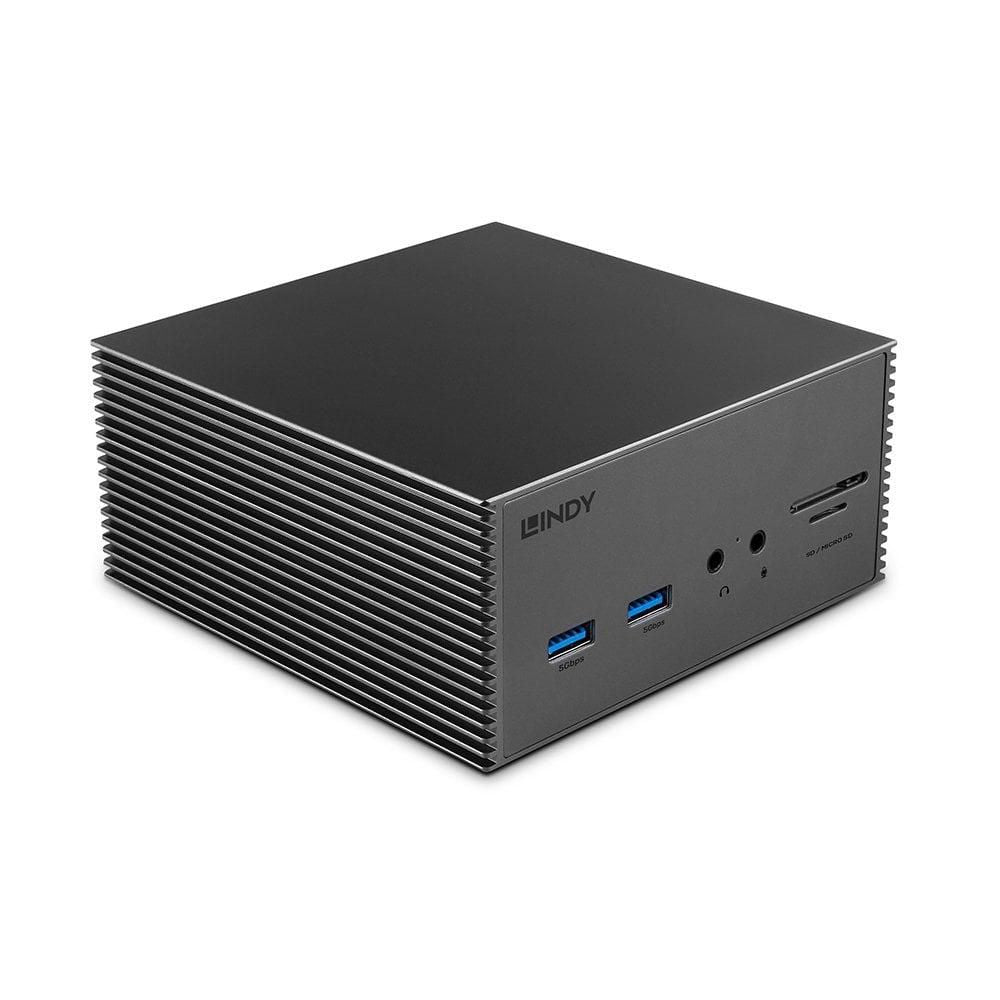 Lindy 43378 Dockingstation – USB-C, 1× DP, 2× HDMI, 5× USB-A, Fast Ethernet, SD/microSD, 3,5 mm Audio
