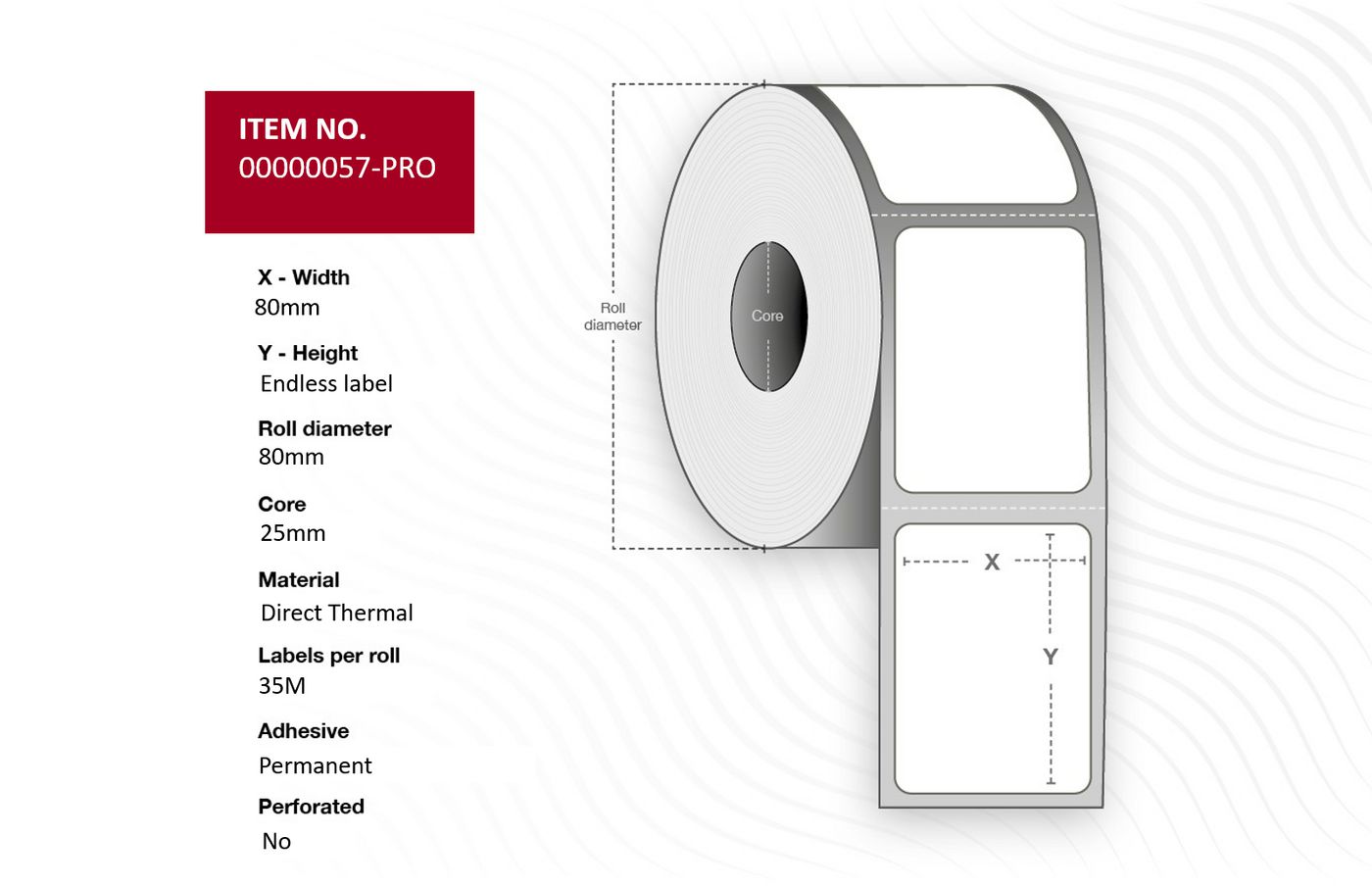 Capture Endlos-Kartonschilder (nicht klebend), 80 mm × 35 m, weiss, 4 Rollen