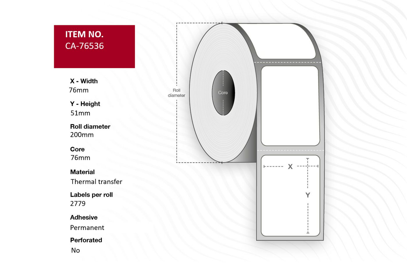 Capture Drucketiketten, 76 mm × 51 mm, Polyester, Permanent, 6 Rollen (2'779 Etiketten/Rolle)