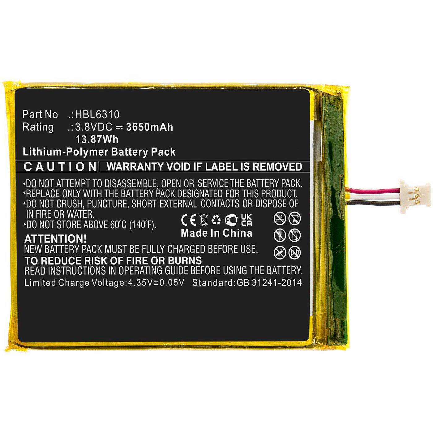 CoreParts Akku – für i6310-Modelle – 3,8 V, 3650 mAh – Schwarz