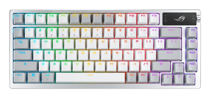 ASUS ROG Azoth – Gaming-Tastatur 75% – Mechanisch – USB, Bluetooth & 2,4 GHz – RGB – Ohne Ziffernblock – Weiss