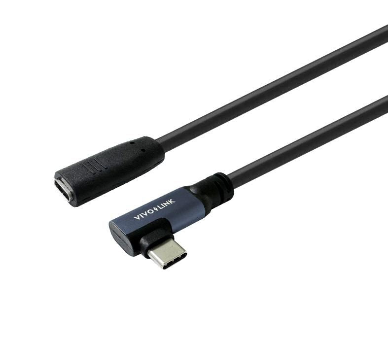 Vivolink USB-C Verlängerungskabel (Stecker auf Buchse) – USB 3.2 Gen 2x2 (20 Gbit/s) – 1 m – Abgewinkelt