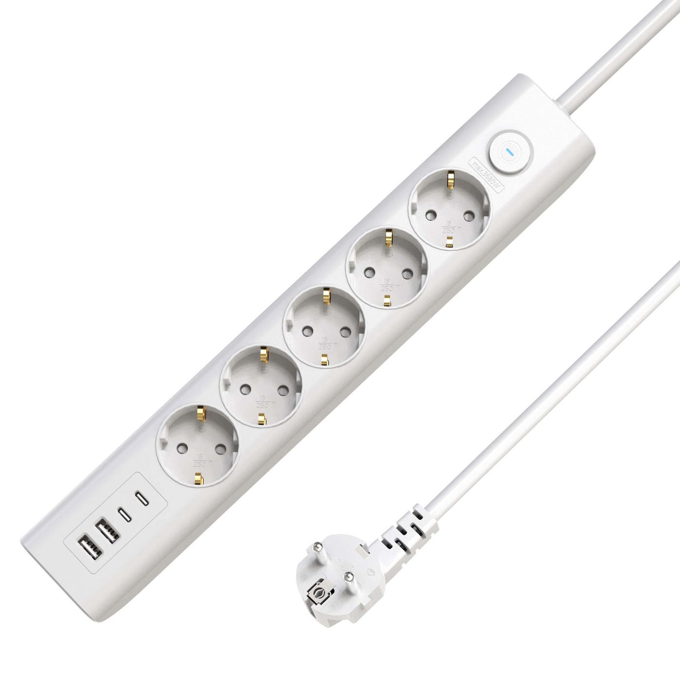 Microconnect MC-GRU00515WS-USB – Steckdosenleiste, 5× Schuko (Typ F), 2× USB-A, 2× USB-C, mit Schalter, 1,5 m