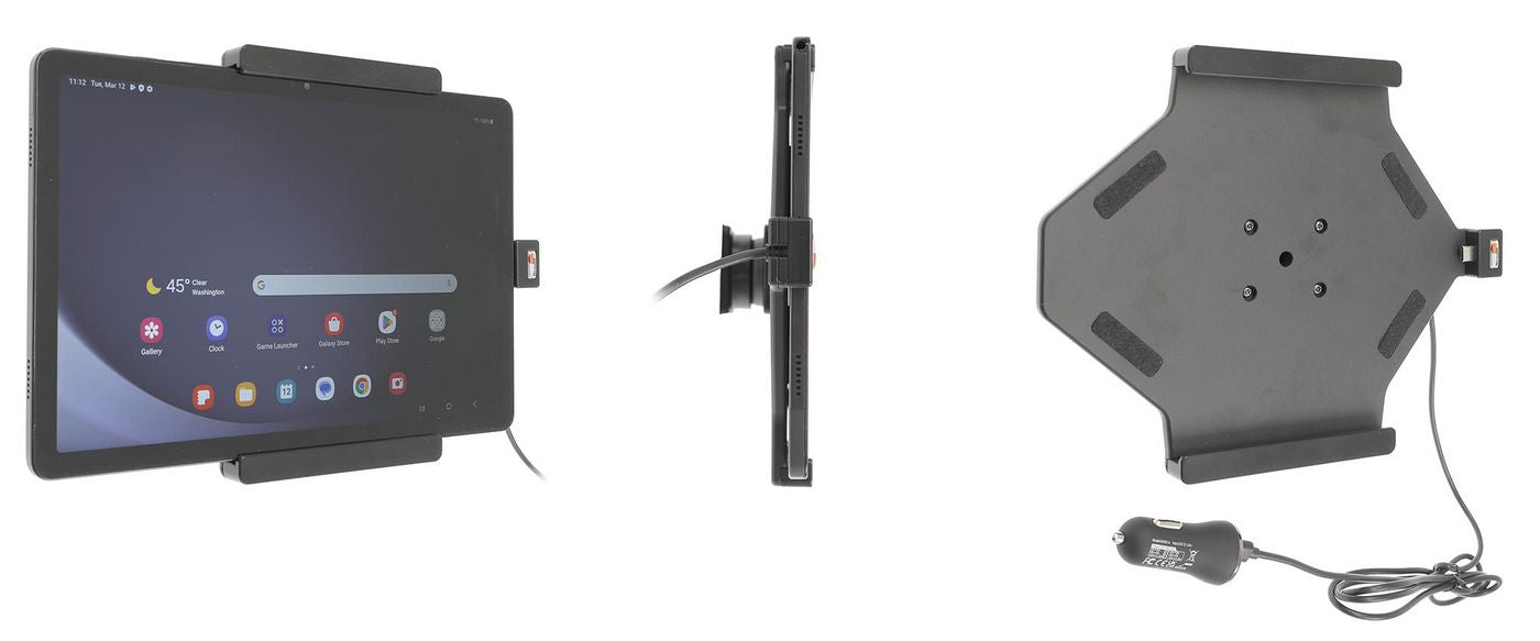 Brodit Fahrzeug-Dock für Samsung Galaxy Tab A9+ 11 (SM-X210/X215/X216) – Aktives Laden 5/9/12 V – Schwarz