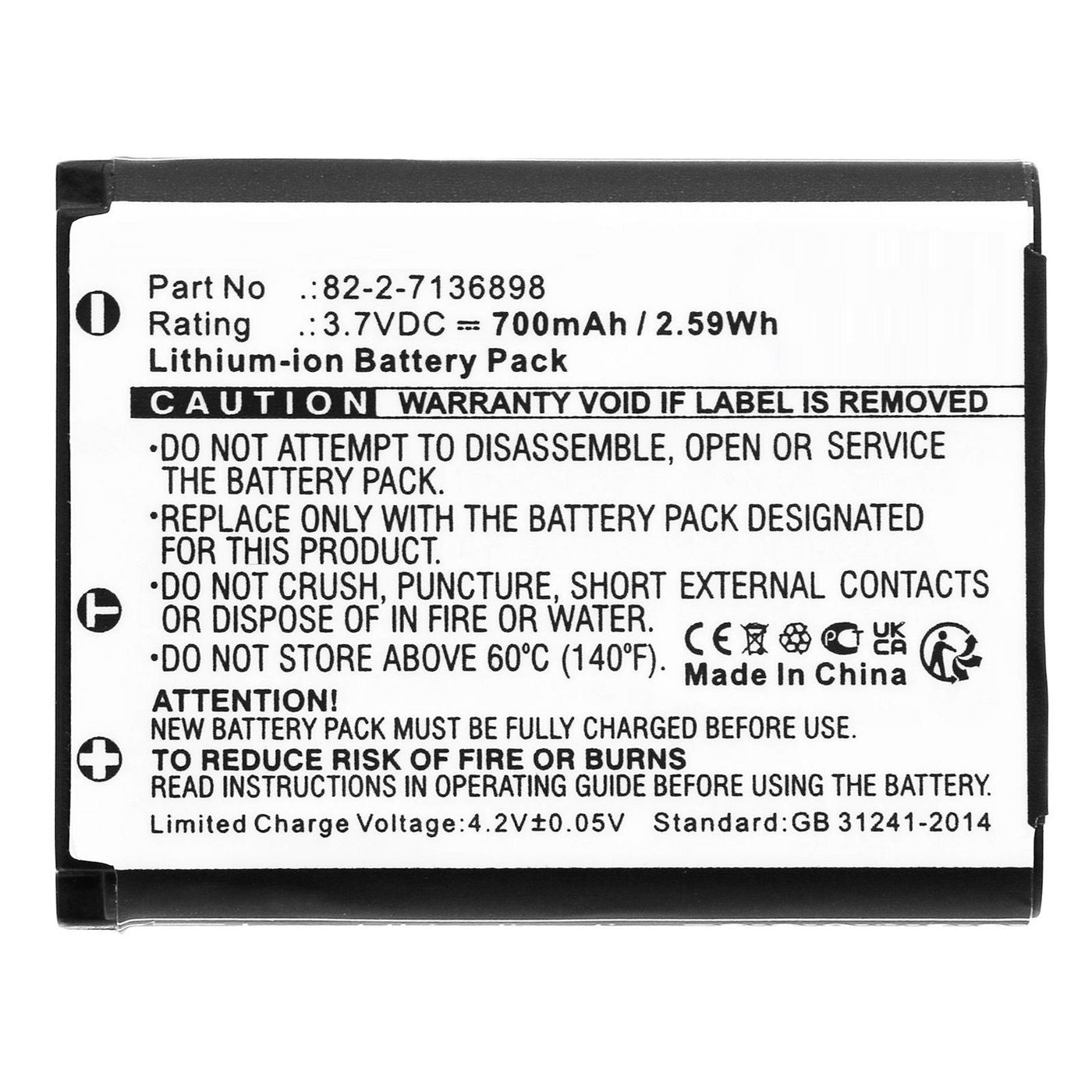 CoreParts MBXWHS-BA207 – Li-Ionen Batterie, 700 mAh, 3,7 V (2,59 Wh), 31,1×5,9×40 mm, 15 g, Schwarz