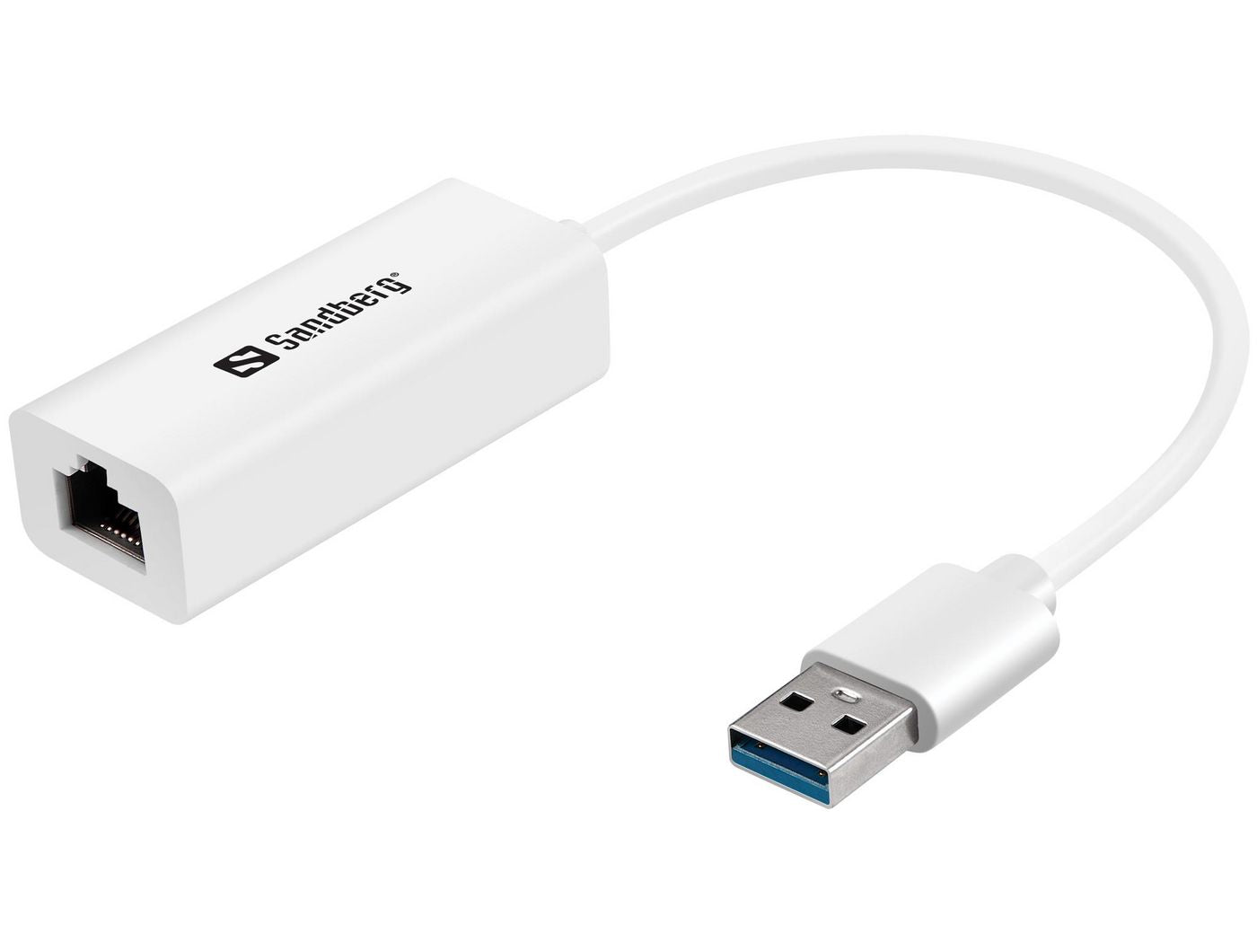 Sandberg Netzwerkadapter USB-A zu RJ-45 – 1 Gbit/s, USB 3.2 Gen 1 (5 Gbit/s), für Windows, Mac OS, Weiss