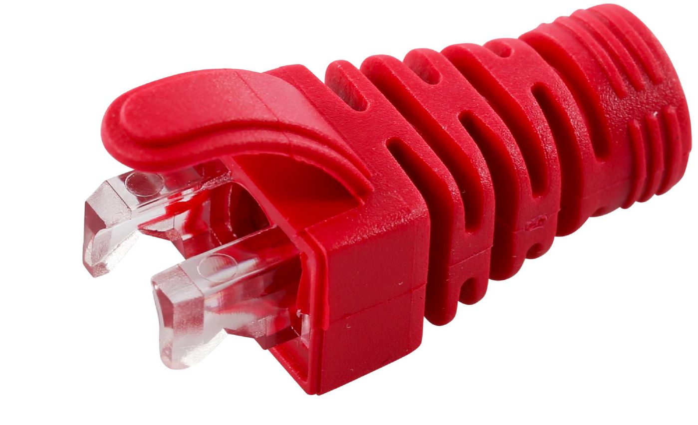 Microconnect Zugentlastungs-Boot – für Cat5e, Cat6, Cat6A (bis 6,5 mm), Rot, 100 Stück